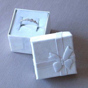 Silver Stackable Textured Ring With 3 Cubic Zirconia, Women/Girls Gift